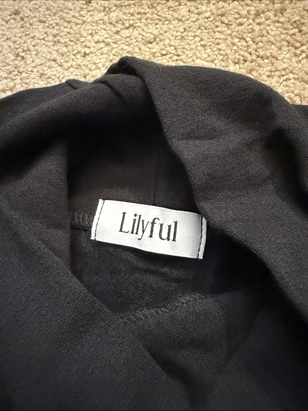 Lilyful Women's Black Turtleneck Draped Sweater Dress Tunic Size Large - Picture 7 of 8